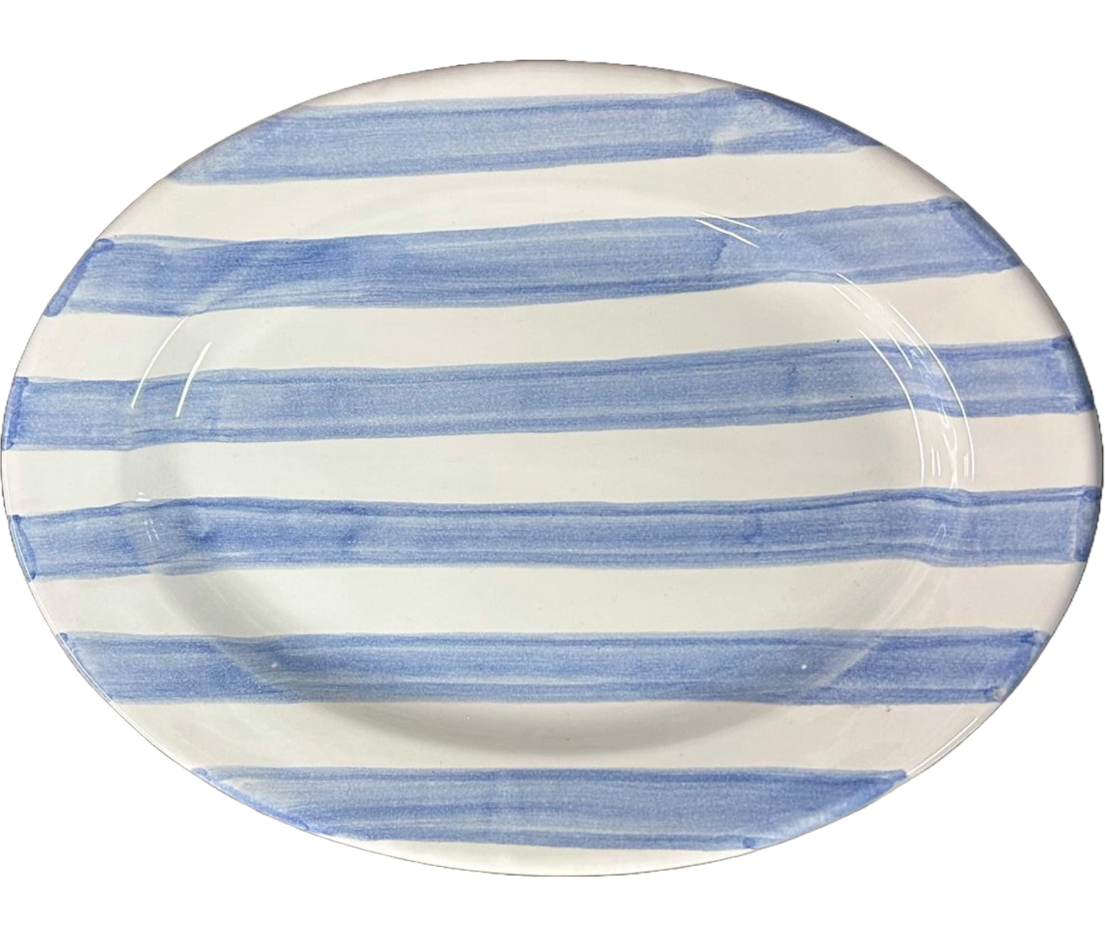 Light Blue Striped Oval Platter 25cm