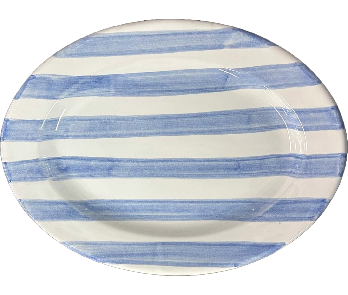 Light Blue Striped Oval Platter 25cm