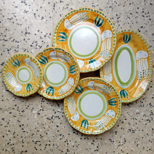 Méduse Jaune Oval Platter - 30cm