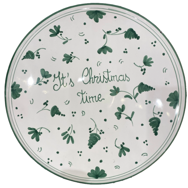 28cm Cake Stand It's Christmas Time - Green