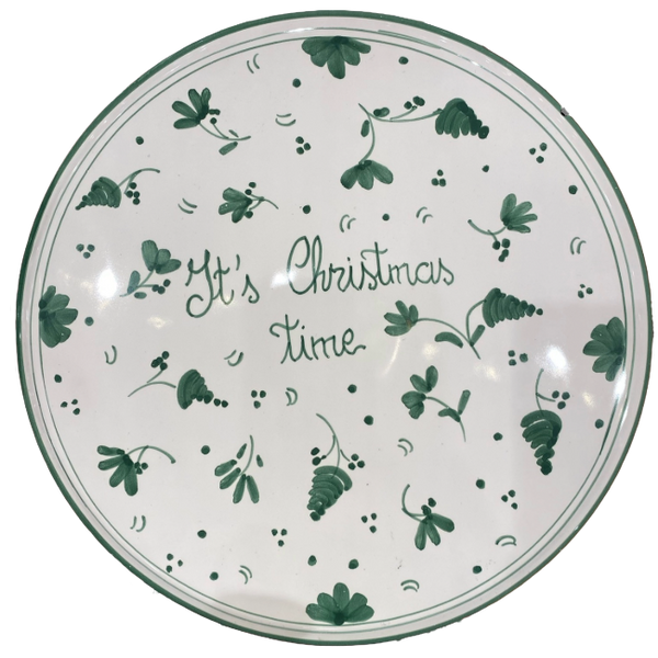28cm Cake Stand It's Christmas Time - Green