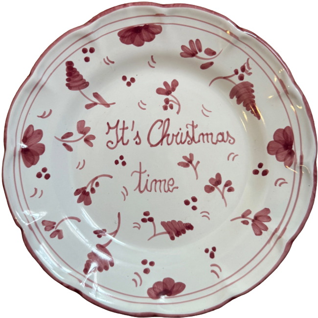 20cm Plate It's Christmas Time - Bordeaux