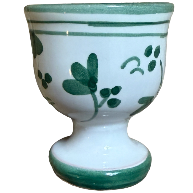 Egg Cup Green Dove Flowers