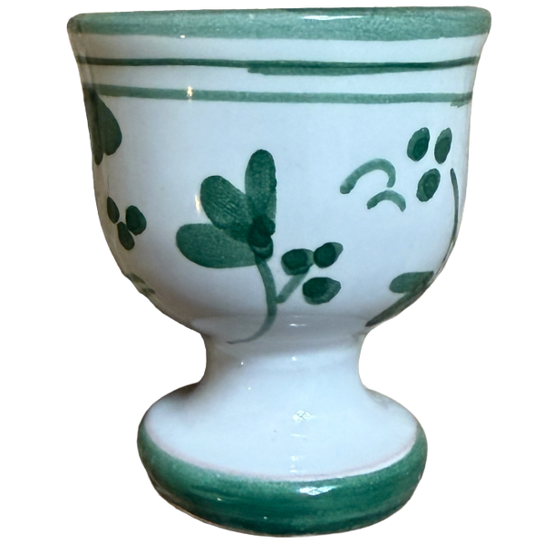 Egg Cup Green Dove Flowers