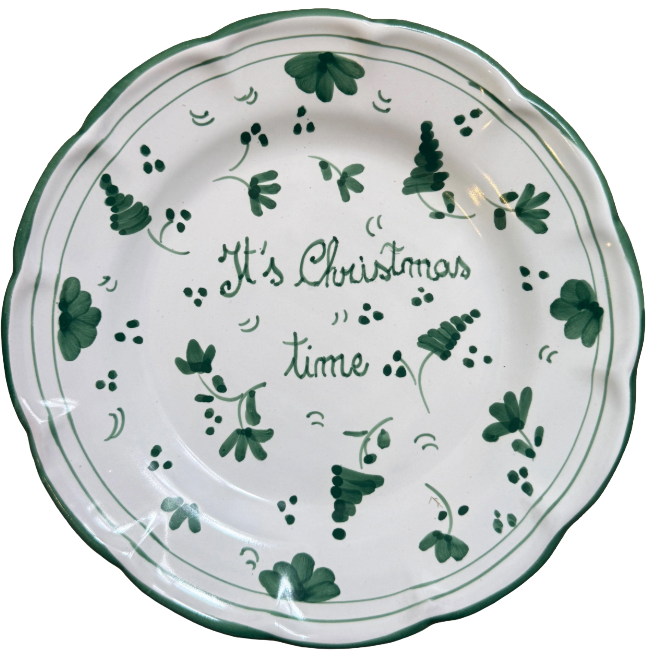 20cm Plate It's Christmas Time - Green