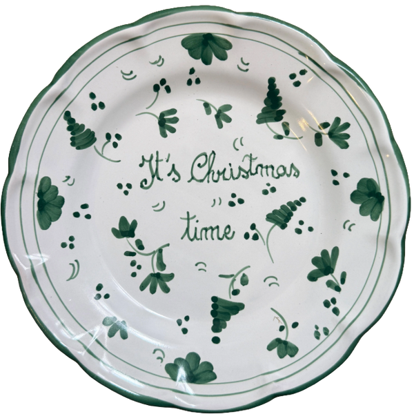 20cm Plate It's Christmas Time - Green