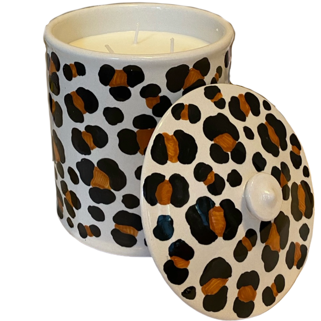 Large Leopard Candle