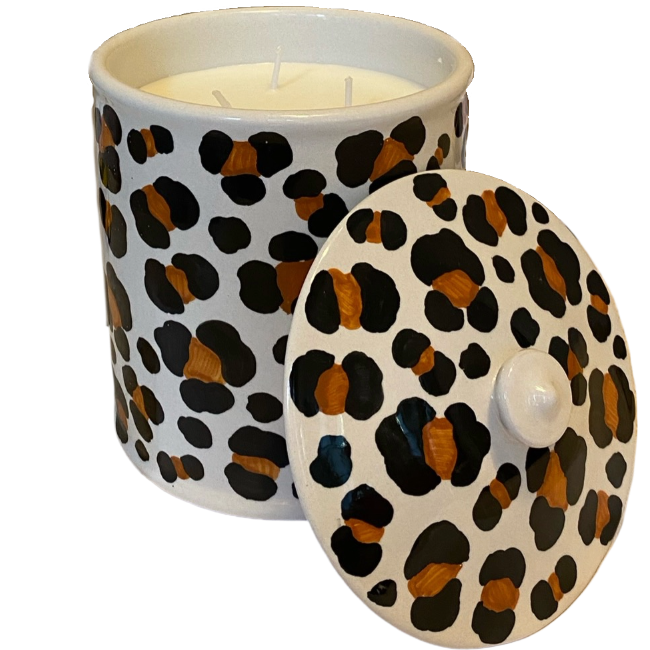 Large Leopard Candle