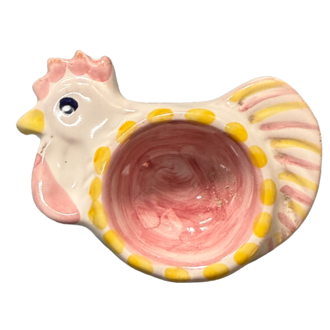 Egg Cup Pink & Yellow Hen