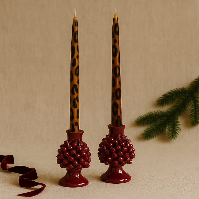 Leopard Candles (Set of 2) - 25cm