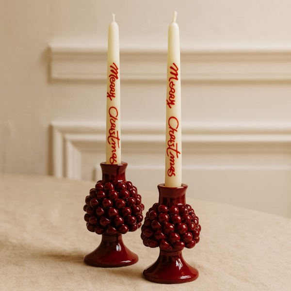 Set of 2 Merry Christmas Taper Candles