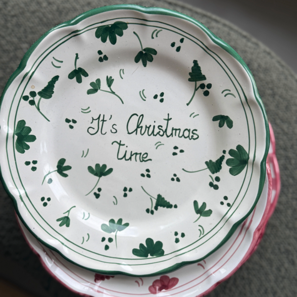 20cm Plate It's Christmas Time - Green