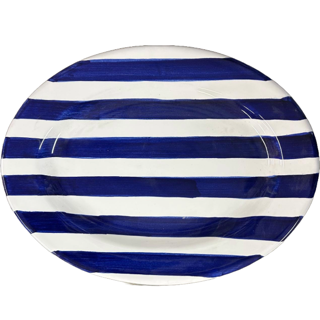 Blue Striped Oval Platter 25cm