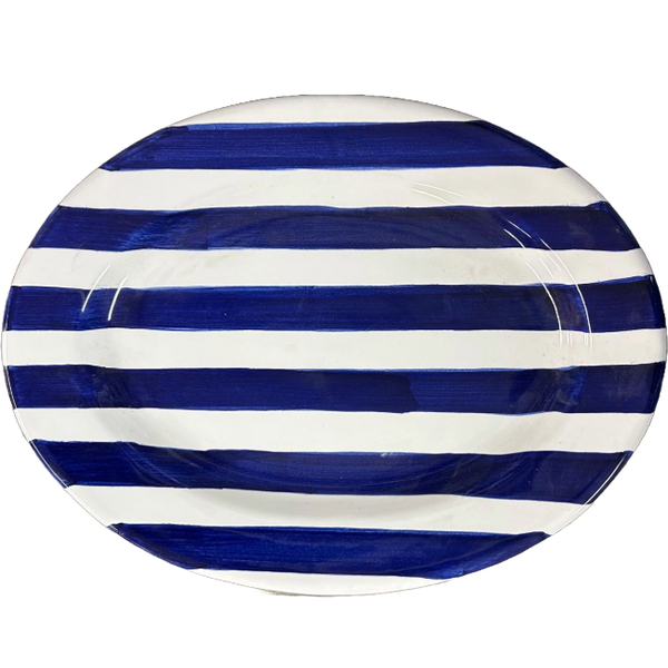 Blue Striped Oval Platter 25cm