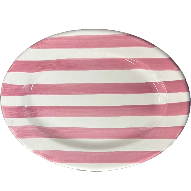Pink Striped Oval Platter 25cm
