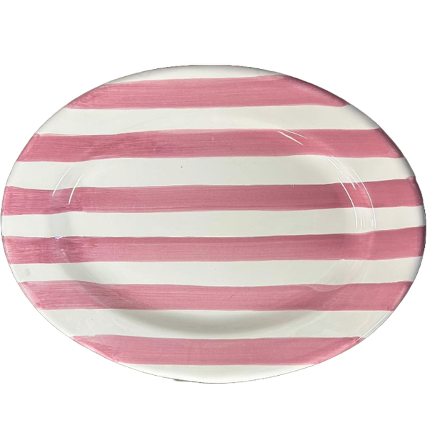 Pink Striped Oval Platter 25cm