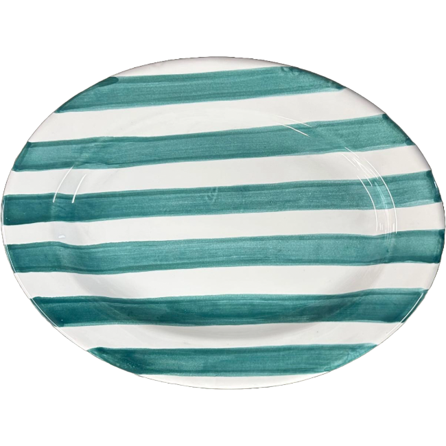 Green Striped Oval Platter 25cm