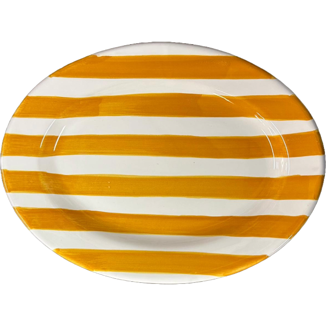 Ochre Striped Oval Platter 25cm