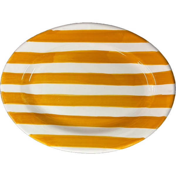 Ochre Striped Oval Platter 25cm