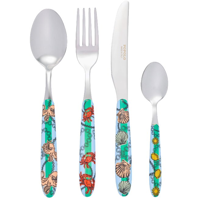 Cutlery Set of 4 Blue Sea