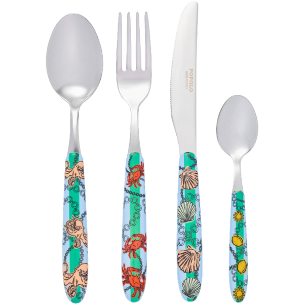 Cutlery Set of 4 Blue Sea