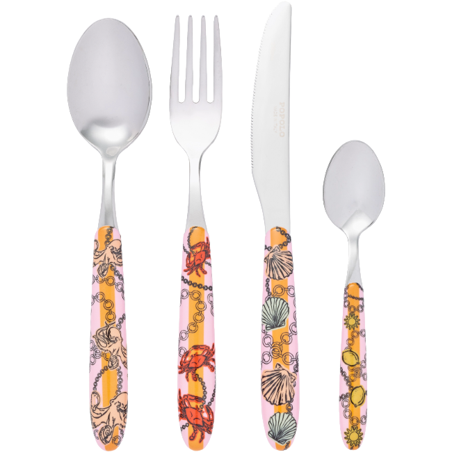 Cutlery Set of 4 Pink Sea