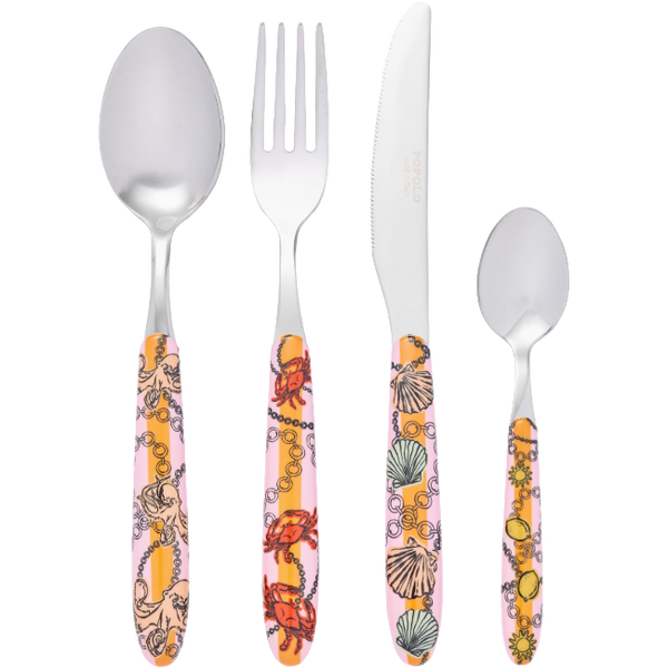 Cutlery Set of 4 Pink Sea