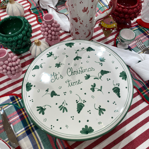 28cm Cake Stand It's Christmas Time - Green