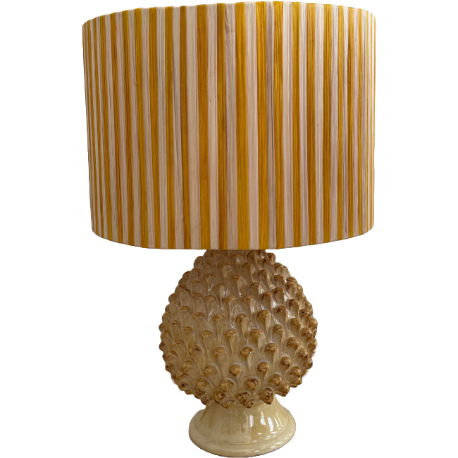Ochre Striped Lampshade in Raffia