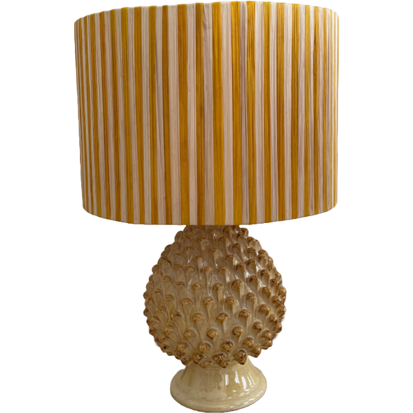 Ochre Striped Lampshade in Raffia
