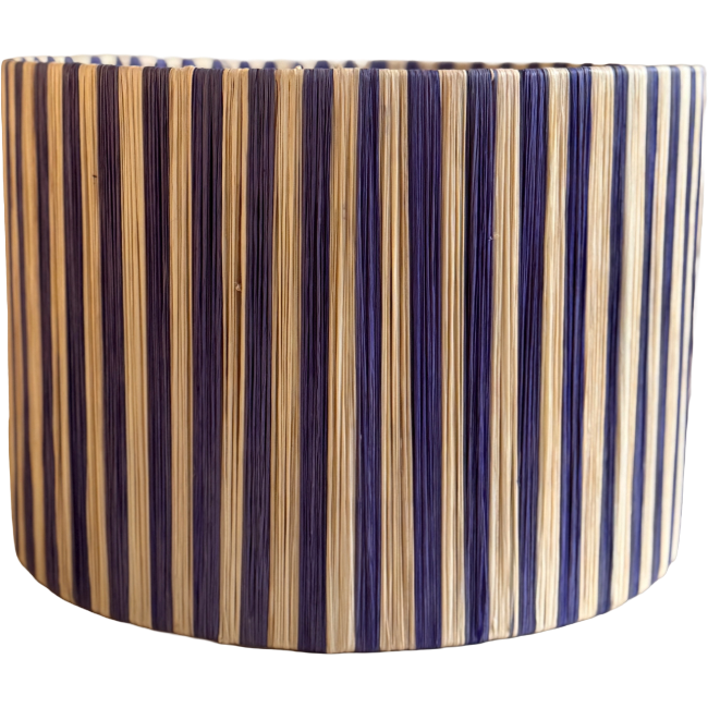 Blue Striped Lampshade in Raffia