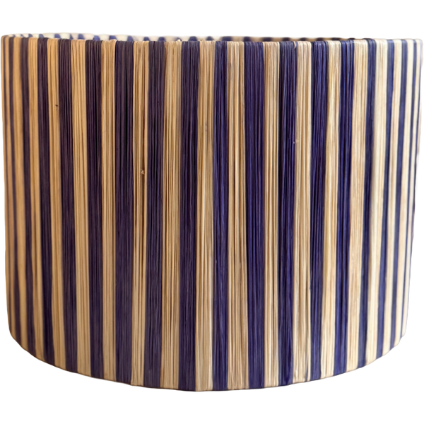Blue Striped Lampshade in Raffia