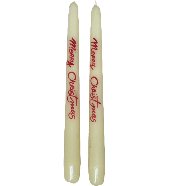Set of 2 Merry Christmas Taper Candles