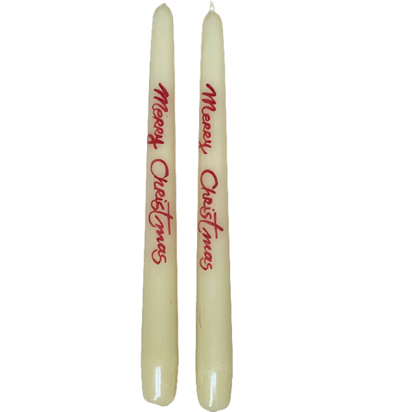 Set of 2 Merry Christmas Taper Candles