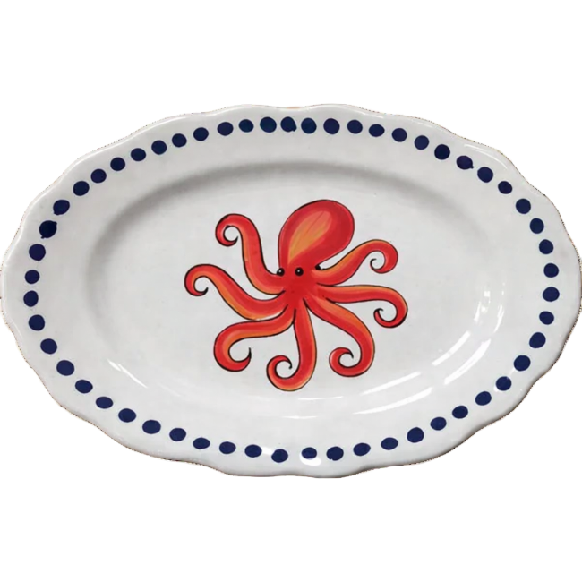 Red Octopus Estate Oval Platter - 32 cm