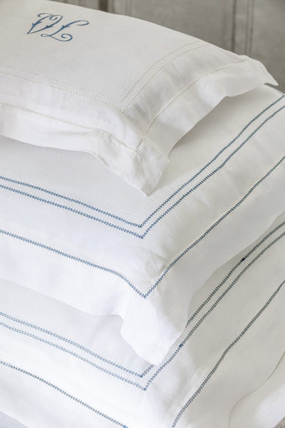 Boudoir Pillow with Hemstitch in Prussian Blue