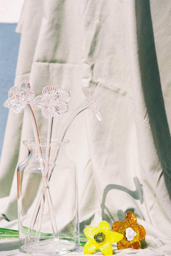 Mouthblown Crystal Flower - Large Transparent