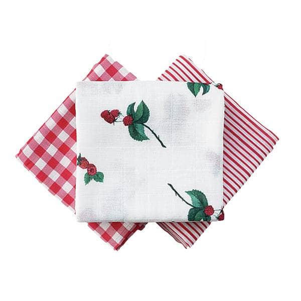 Raspbery Muslin Squares x 3