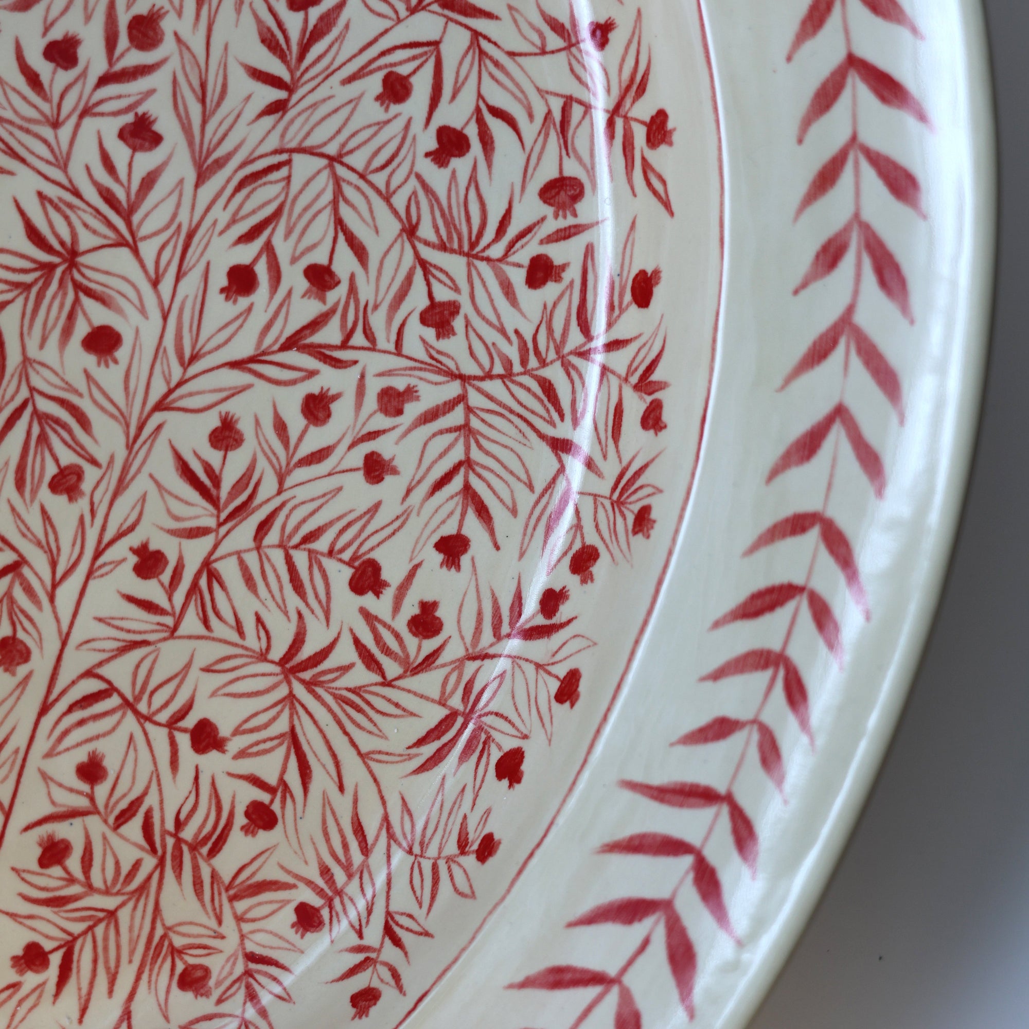 Hand Painted Pomegranate Oval Platter