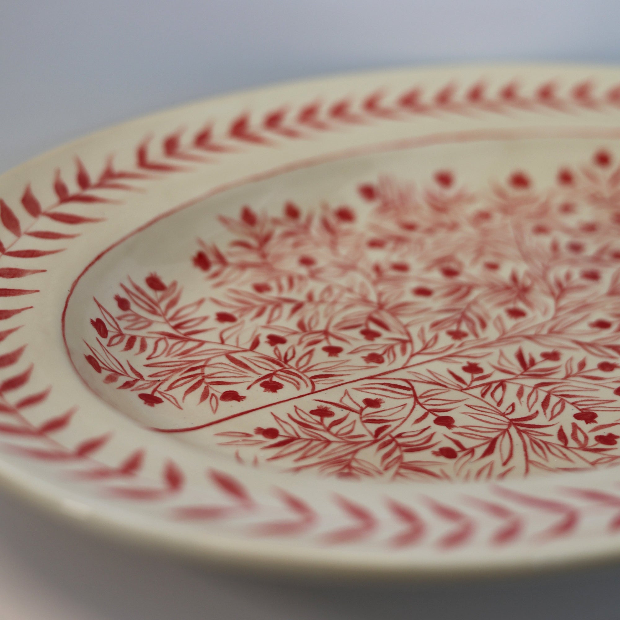 Hand Painted Pomegranate Oval Platter