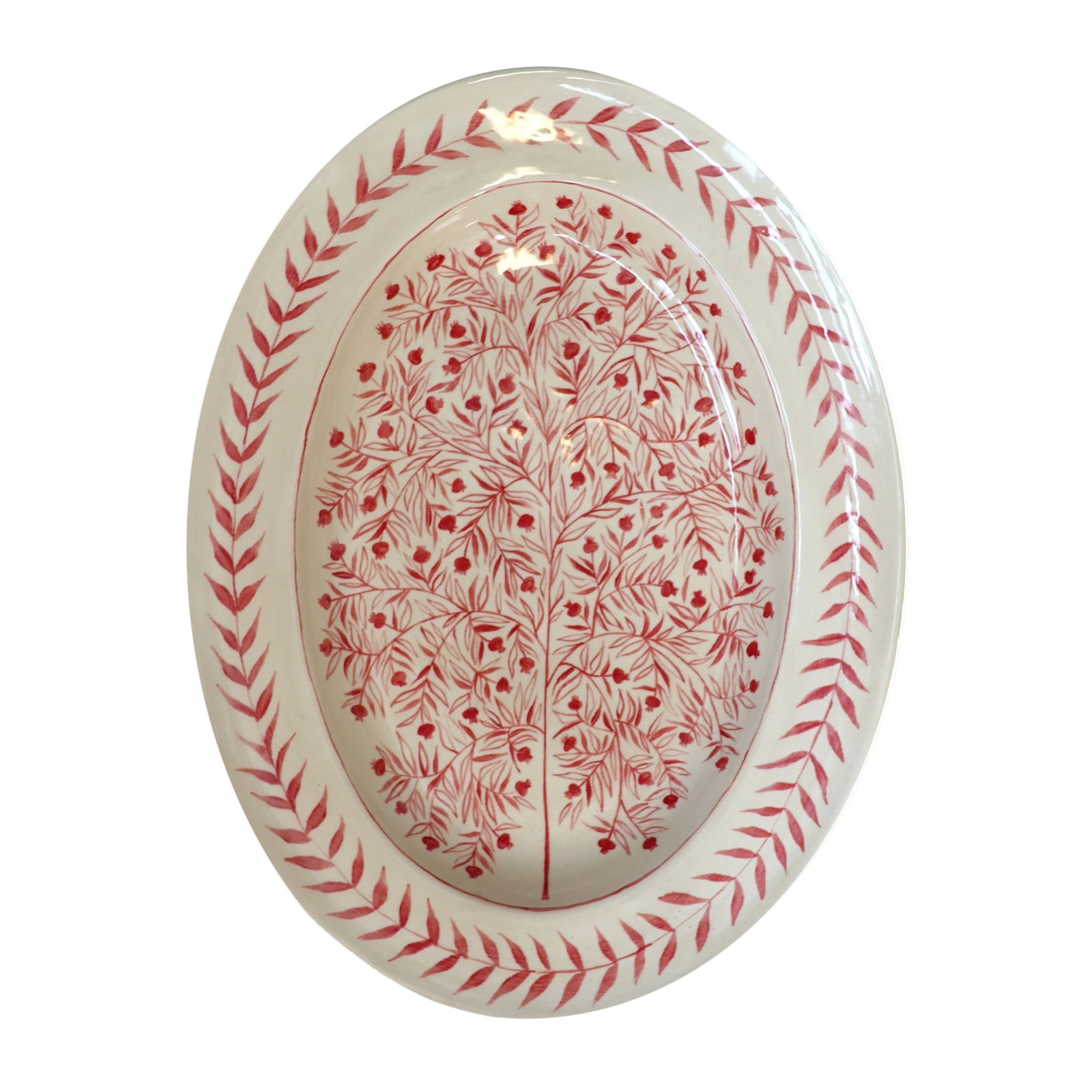 Hand Painted Pomegranate Oval Platter