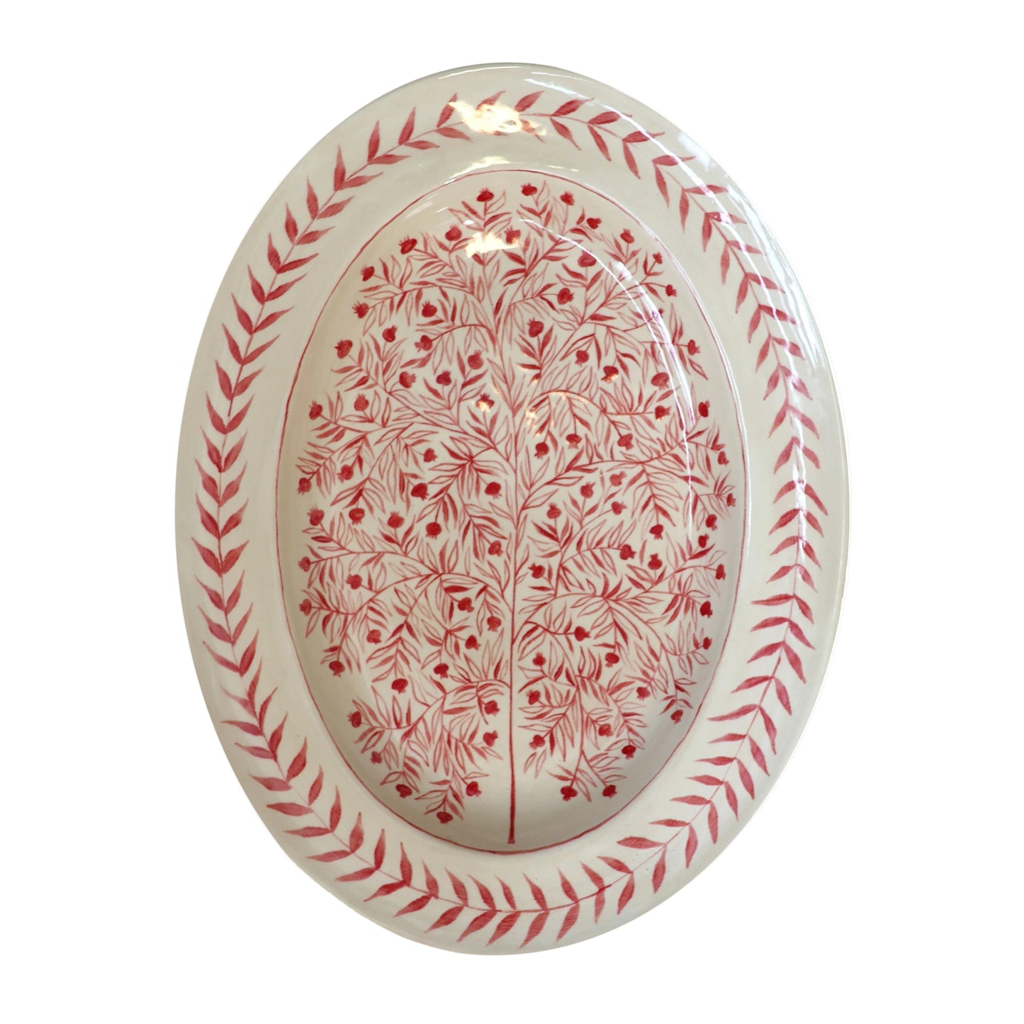 Hand Painted Pomegranate Oval Platter