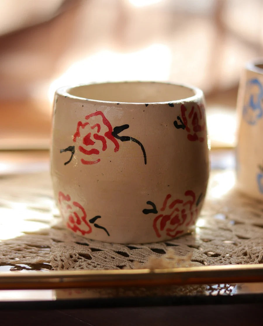 Handcrafted Roses Mug SET of 4