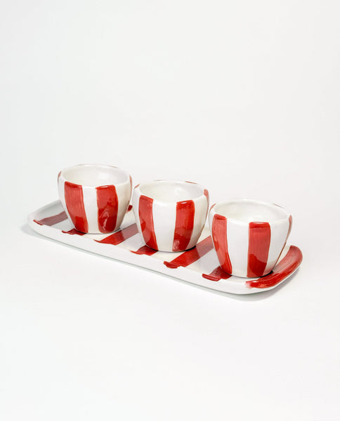 RED STRIPE ESPRESSO CERAMIC CUPS