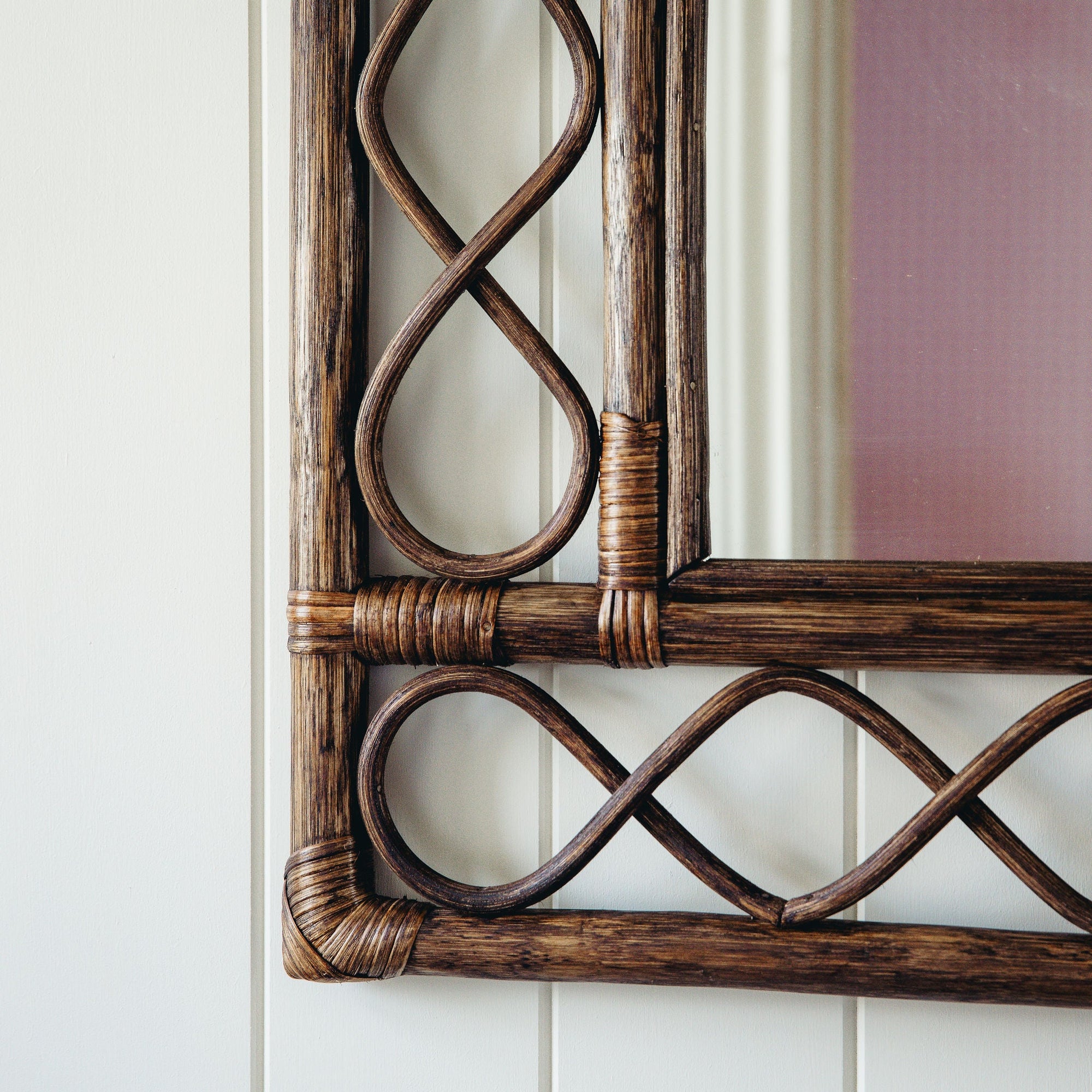 Retro Rattan Mirror, Teak