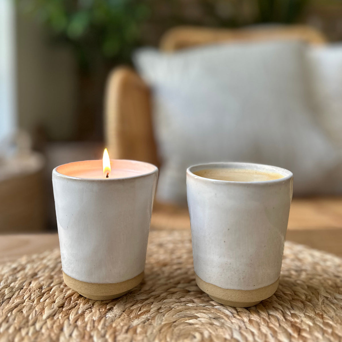 Ivory Coffee Cup Candle - Mediterranean Fig + Olive
