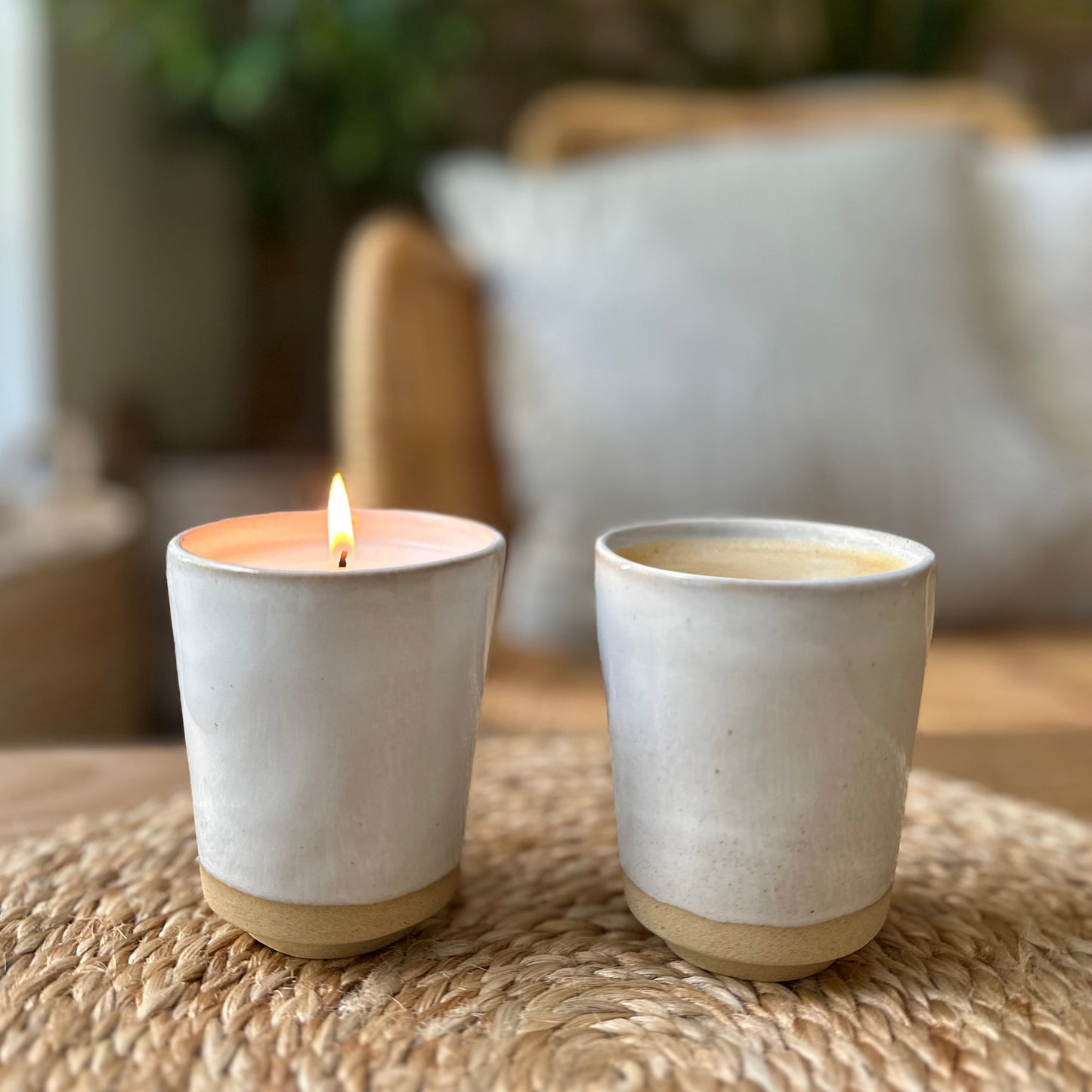 Ivory Coffee Cup Candle - Mediterranean Fig + Olive