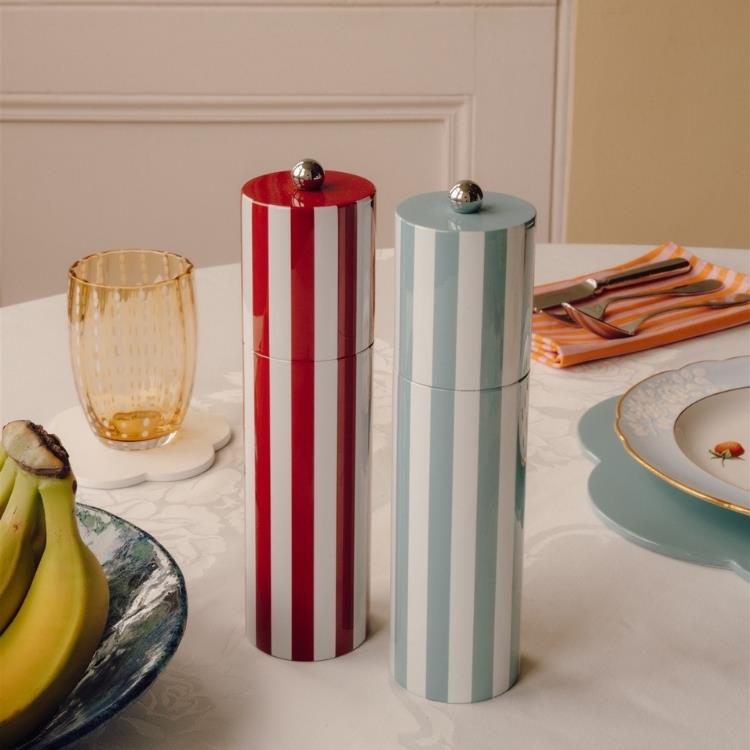 Chambray Striped Column Salt or Pepper Mill-