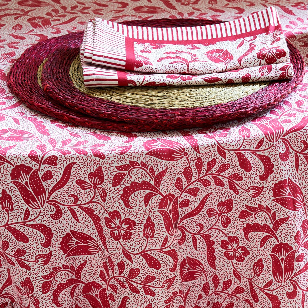 Red Ottilie Tablecloth