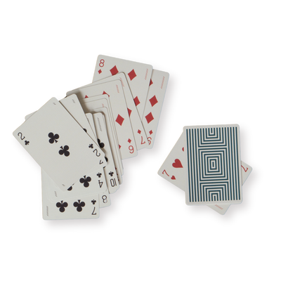 Set of playing cards with a geometric design on a white background